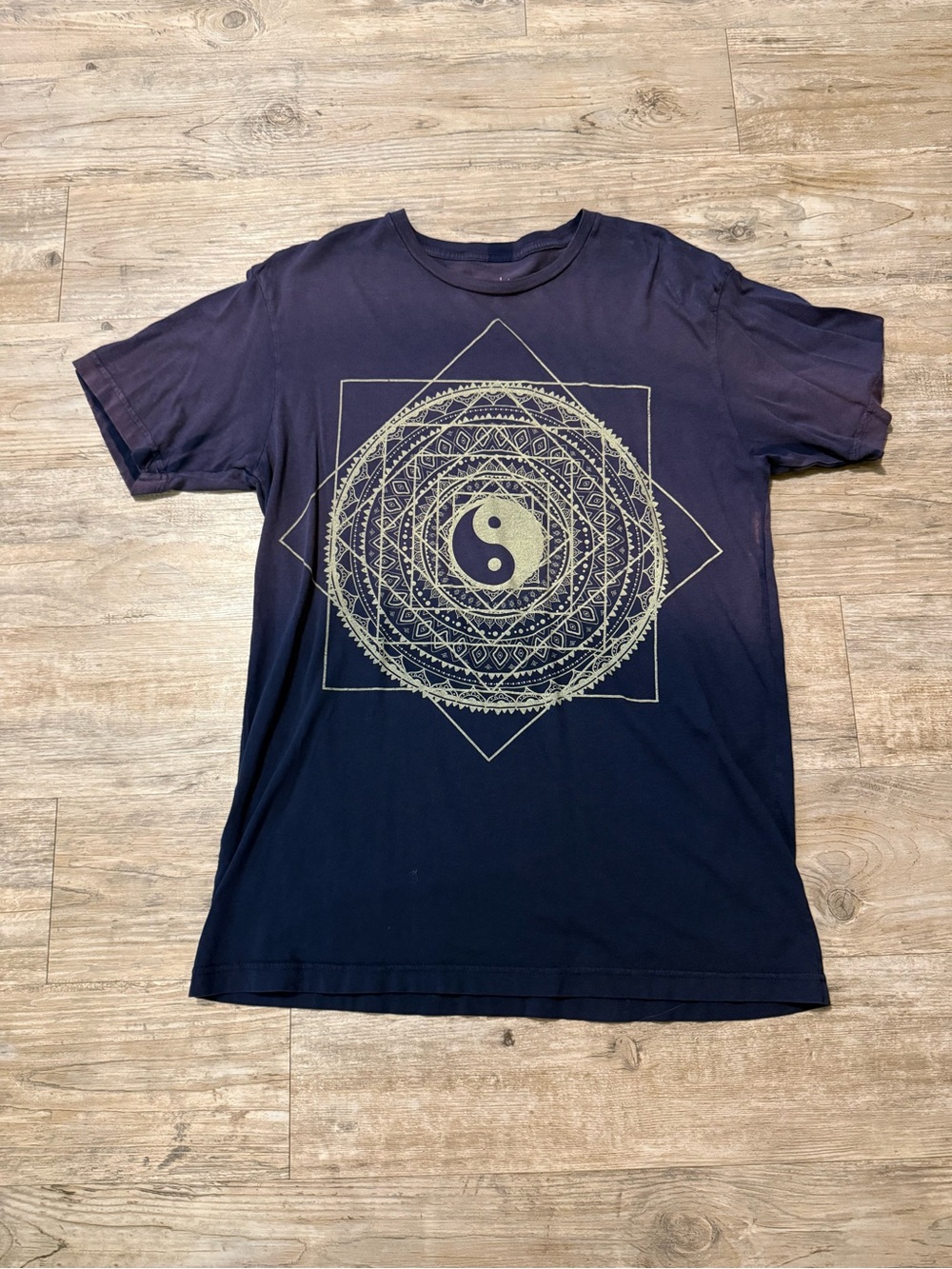 Women's Navy Short-Sleeve Graphic Tee with Yin Yang Mandala